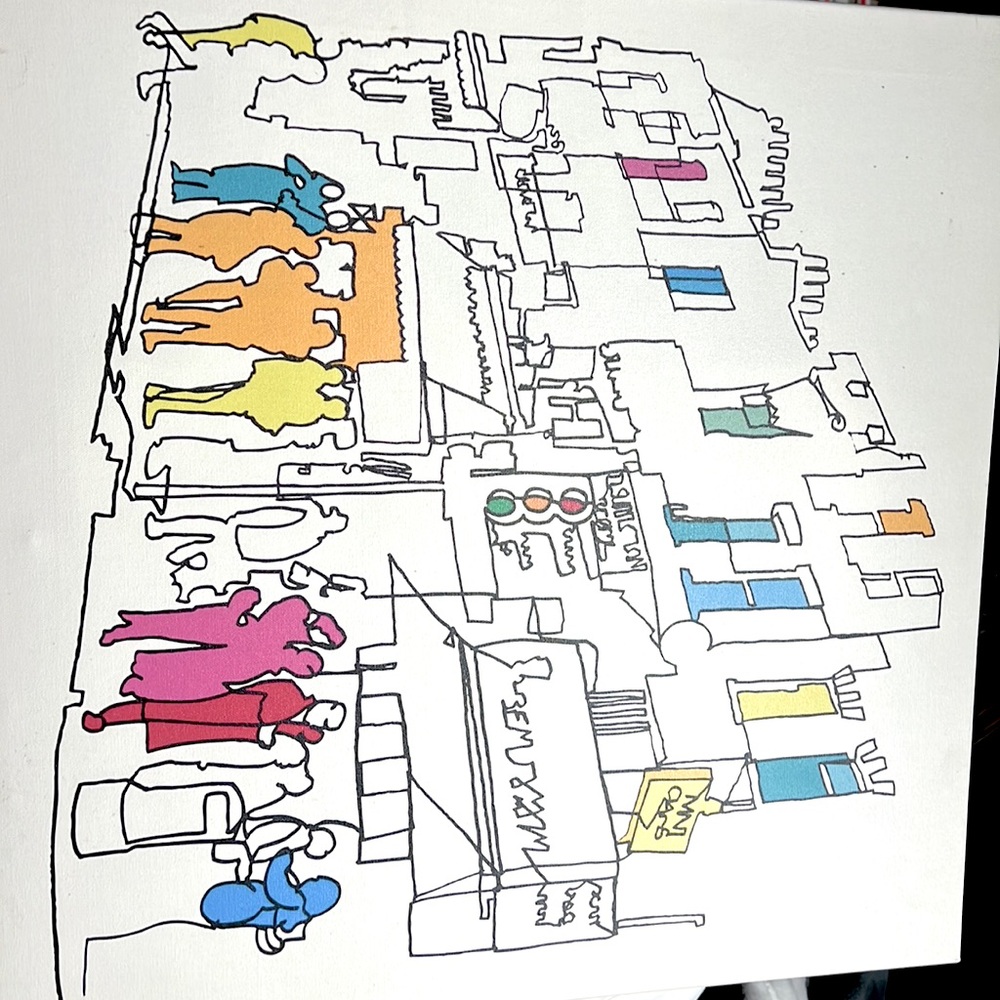 This is a “Street Scene” by Tom Frazier on canvas.
